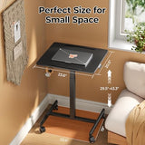 JOY worker Mobile Standing Desk, 23.6" x 20.5" Small Rolling Laptop Cart with 90° Tiltable Desktop, Portable Height Adjustable Sit-Stand Computer Desk on Wheels for Home Office, Black JOY worker