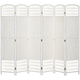 HOMCOM 6 Panel Room Divider, Folding Privacy Screen, 5.6' Room Separator, Wave Fiber Freestanding Partition Wall Divider, White HOMCOM