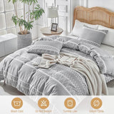 Lekesky Duvet Cover Queen Size, Grey Breathable Comforter Cover Queen Size 3pc Ultra Soft Brushed Bedding Duvet Cover Set with Zipper Ties (1 Duvet Cover 90x90 inches with 2 Pillow Cases) Lekesky