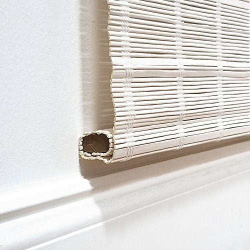 Radiance Cordless White Bamboo Roman Shades - Light Control Blinds for 27-inch Windows - WoodArtSupply