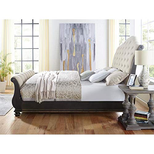 BOWERY HILL Traditional Multi-Step Molasses King Wood 6-Piece Sleigh Bedroom Set BOWERY HILL