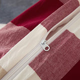 DONEUS 100% Washed Cotton Duvet Cover Set Super Soft Breathable Comfy Natural Linen Like Textured Bedding Set 3 Pieces with 2 Pillow Shams (Blue Red Plaid, Queen) DONEUS