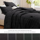 EXQ Home Waffle Comforter Queen Size - Super Soft Embossed Design Comforter Set 3 Pieces, Black 3D Diamond Pattern Bedding Set,Winter Warm Bed Set,1 Comforter with 2 Pillowcases EXQ Home