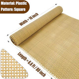 Plastic Rattan Square Webbing Roll, 16 in x 6.6 Ft, Faux Cane Webbing for DIY Home Decor Projects, Pre-Woven Open Mesh for Furniture, Bed, Cabinet, Wardrobe, Room Divider, Light Shade Laphivieh