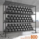 REIBII Storage Shelves 45.3''W Wire Shelving Unit 4 Tier Metal Shelves for Storage Rack Metal Shelving for Pantry Shelves Kitchen Steel Shelving, 45.3''W*63''H*17.7" D REIBII