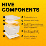 Mann Lake Complete Bee Hive Kit, Fully Assembled Beginner-Friendly Bee Hive Starter Set with Hive Body & 10 Frames Mann Lake