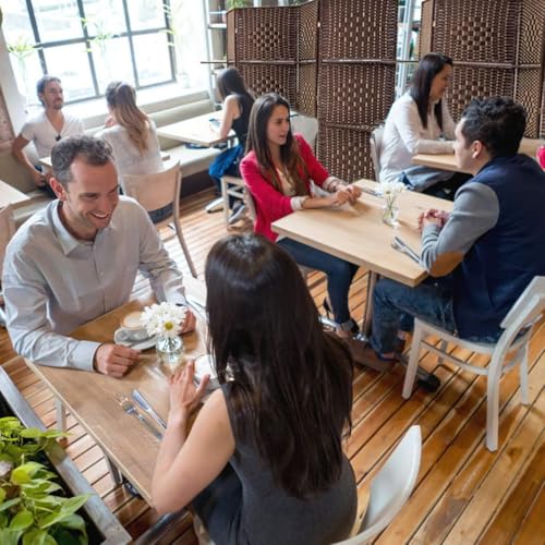 FDW Room Divider 4 Panel Room Screen Divider Wooden Screen Folding Portable Partition Screens Wood with Removable Storage Shelves Color,Brown FDW