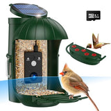 Relassy Bird Feeder with Camera, Waterproof Smart Bird Feeder with Camera Solar Powered for Outdoors, Rechargeable & Detachable 110° Bird Feeder Camera, Auto Capture Bird HD Videos & Photos, Green Relassy