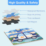 ASTARON Magnetic Puzzles for Toddlers, 12-16-20 Pieces Vehicle Learning Magnet Puzzles for Road Trip, Educational Travel Toys Car Plane Activities for Kids, Kids Birthday Gifts ASTARON