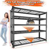 ROOMTEC Garage Shelving, 2800 LBS Capacity Sorage Shelves Heavy Duty, 5 Tier Adjustable Metal Organizer Wire Rack, 48"L x 18"W x 72"H Utility Shelf Unit for Kitchen Pantry (1, 48" L x 18" W x 72" H) ROOMTEC