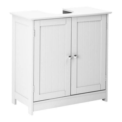MEZHI Under Sink Vanity Cabinet Bathroom Double Door Shelf Cupboard Basin Organizer