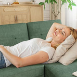 Shintenchi U Shaped Sectional Couches for Living Room, 4 Seat Modern Sectional Sofa with Removable Armrest & Soft Backrest for Apartment and Small Space, Deep Green Shintenchi