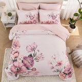 LLDSYW King Size Comforter Set - 7 Pieces Floral Comforter and Sheet Set, Pink King Size Bed in a Bag, Soft Microfiber Flower Complete Bedding Set for All Seasons（Pink,104"x90"） LLDSYW
