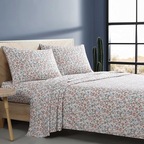 Wrangler - King Size Sheet Set, Ultra-Soft & Wrinkle-Resistant Bedding for Year Round Comfort, Deep Pockets, Bed Sheets with Matching Fitted Sheet & Pillowcases (Westward Floral Beige) Wrangler
