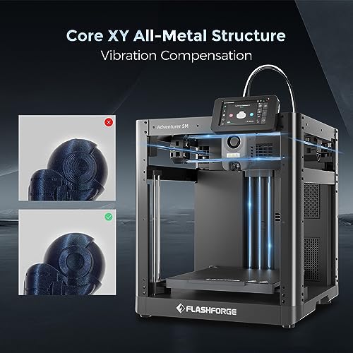 FLASHFORGE Adventurer 5M 3D Printer with 600mm/s Ultra Speed, 20000mm/s² Acceleration, Fully Auto Leveling, 280°C Direct Extruder with 3S Detachable Nozzle, Core XY Structure, 220x220x220mm P - WoodArtSupply