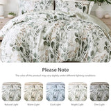 Regency Heights Lightweight Seersucker Botanical Comforter Set Queen Size, 3 Pieces Reversible Design with Striped Print, Premium Microfiber Bedding Set, Comforter and Sham Set, Green Regency Heights