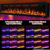 100 inch Smart Electric Fireplace, Wall Mounted Fireplace Insert for Living Room, Realistic Flame Fire w/Multicolor, Large Linear Fireplace Recessed in Wall, Black (100") Dreamflame
