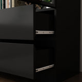 FUNISIR Curio Display Cabinet with Light, Storage Shelves with Pop-up Glass Doors, 2 Drawers & 3 Color Light, Collectibles Cabinet Display Shelf, Bookshelf Showcase for Living Room, Black w/Drawer FUNISIR