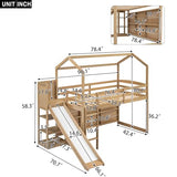 Harper & Bright Designs Kids Twin House Loft Bed with Slide, Storage Shelves, and LED Light Harper & Bright Designs