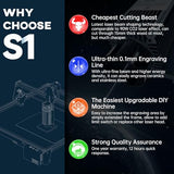 SCULPFUN S1 Laser Engraver, Engraving Machine with 0.01mm High Precision, High Speed Laser Cutter for Wood Metal and Leather, Engraving Area 410 * 420mm SCULPFUN