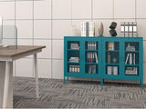 Chshin Blue Metal Cabinet,Metal Storage Cabinet,Metal Locker Storage Cabinet with 2 Mesh Doors and Adjustable Shelves,Metal Sideboard,Mesh Storage Cabinet for Home,Office,Kitchen.(40" H) Chshin