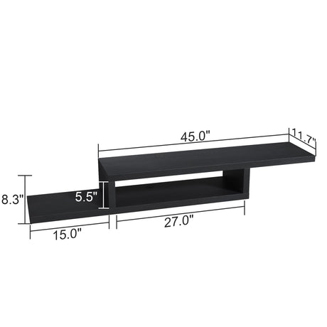 ChooChoo Floating TV Stand Shelf, Wall Mount Entertainment Center, 60” Media Console Stand for Living Room, Bedroom, Black ChooChoo