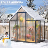 Polar Aurora 4x6 FT Greenhouse, Quick Aluminum Assembly Structure Polycarbonate Greenhouse, Walk-in Greenhouses for Outdoors with Ventilated Windows, Green houses for Outside Backyard Garden Polar Aurora