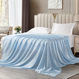 Counfeisly Satin Twin Flat Sheet, Luxury and Silky Soft Bed Top Sheet Only, Baby Blue Counfeisly