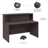 Bush Business Furniture Arrive 60W x 30D Reception Desk with Shelf in Storm Gray, Modern Receptionist Station for Office Waiting Room Bush Furniture