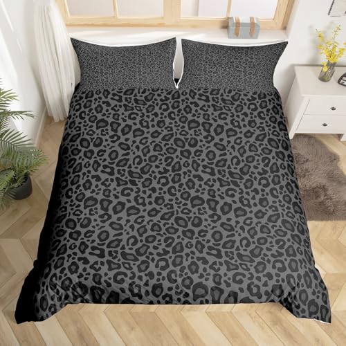Castle Fairy Wild Animal Skin Print Bedding Set King Size,African Cheetah Wildlife Duvet Cover for Teens Adults,Leopard Print Comforter Cover Decorative Room,No Comforter Castle Fairy