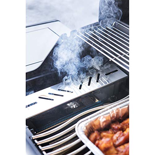 Napoleon Stainless Steel Smoker Box 67013 Add Smoky Flavor to BBQ, Easily Turn Gas Grill Into Smoker, Add Wood Chips or Chunks to Smoke Food on Barbecue 16.25 x 2.54 x 3.5 Napoleon