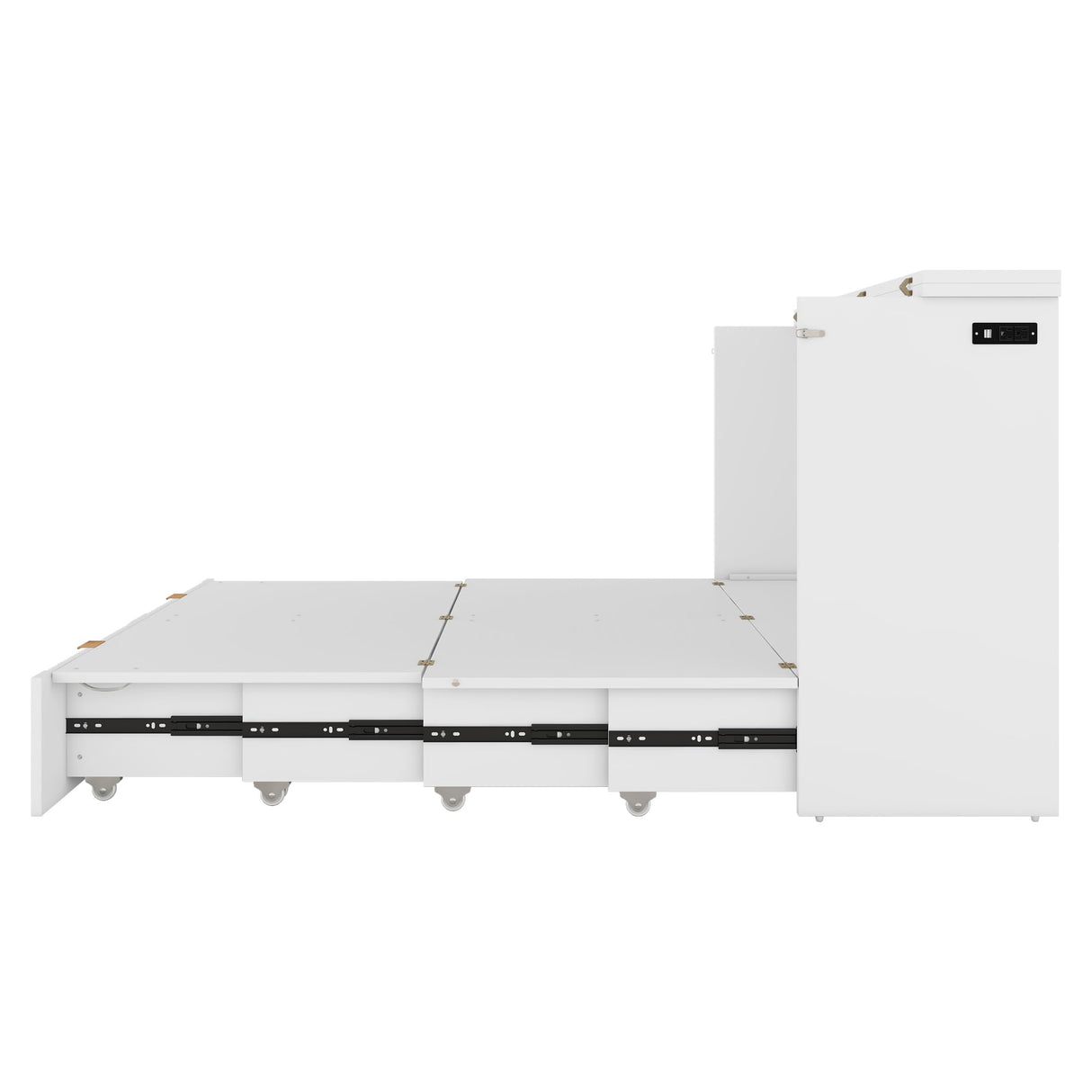 Harper & Bright Designs Full Size Murphy Bed Wall Bed with Storage Drawers and a Set of Sockets & USB Ports, Pulley Structure Design, Space-Saving for Multipurpose Guest Room or Home Office, White Harper & Bright Designs