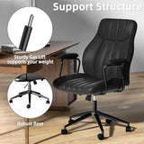 Bananister Black Leather Office Desk Chair with Wheels and Arms, Height Adjustable, Vintage, Mid Century Modern Style Bananister