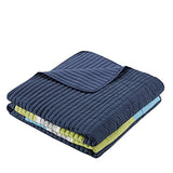 Comfort Spaces CS14-0861 2 Piece Quilt Coverlet Bedspread All Season Lightweight Hypoallergenic Pipeline Colorblock Kids Bedding Set, Twin/Twin XL, Pierre Navy/Blue Stripe Comfort Spaces