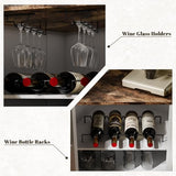 L-Shaped Kitchen Buffet Storage Cabinet - Corner White Sideboards and Buffets with Storage Drawer & Door, 65'' Long Farmhouse Coffee Bar with LED & Wine Rack, Dining Room Islands for Kitchen (White) Gyfimoie