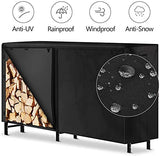AMAGABELI GARDEN & HOME 8ft Firewood Log Rack Cover Weatherproof Outdoor Heavy Duty Waterproof 600D Oxford Fabric Fireplace Logs Holder Covering Fire Wood Storage Covers Black AMAGABELI GARDEN & HOME