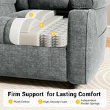 AMADA HOMEFURNISHING Power Recliner Chair for Adults, One-Touch Synchronized Electric Recliner with USB Ports, Cup Holder & Side Pockets, Thick Seat Cushion, Chenille, Living Room & Bedroom