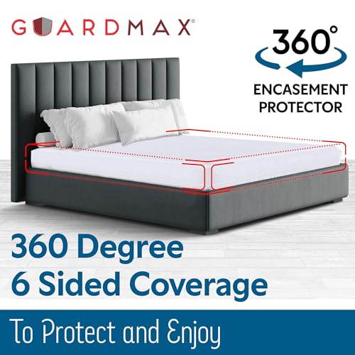 Guardmax Jersey Knitted Queen Zippered Mattress Encasement - Waterproof & Bed Bug Proof Mattress Protector - Comfortable, Soft, and Noiseless Zippered Bedding - Dust Mite Proof (60 x 80 x 12) Guardmax