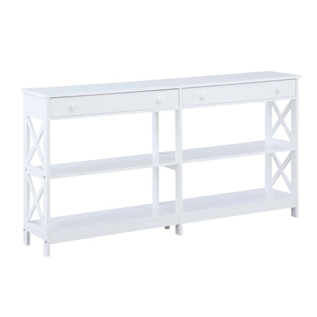 Convenience Concepts Oxford 2-Drawer Console Table with Shelves, 60", White Convenience Concepts
