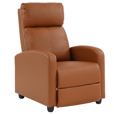PayLessHere Recliner Chair Single Reclining Sofa Home Theater Seating with Lumbar Support and PU Leather Padded Backrest for Living Room and Bedroom (Tan) PayLessHere