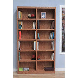 Home Square 84" Tall Double Wide Solid Wood Bookcase Set of 2 in Dry Oak Home Square