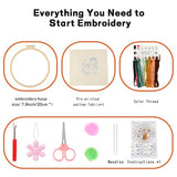 JOINRUN Beginner Embroidery Kit for Adults, Fox Cross Stitch Kits with 7.9" Hoop, Threads, Needles, Learn Stitches with Pre-Printed Patterns, Video Tutorial, DIY Needlework Craft Gift for Women