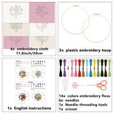 ORIGACH 6 Pack Flower Bouquet Embroidery Kits for Beginners, DIY Starter Hand Embroidery Kit with Sunflower Rose Lavender Patterns and Instructions for Adults Women Crafting