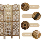 68.9Inch Folding Room Divider, 6 Panels Wood Carved Privacy Screens, Free Assembled Privacy Screen Decorative Partition for Home Office Restaurant (Dark Brown) Svimi