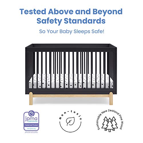 Delta Children Poppy 4-in-1 Convertible Crib, Midnight Grey/Natural Delta Children