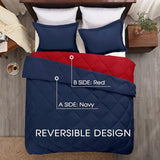 Basic Beyond Queen Navy and Red Comforter Set - 1 Comforter (88"x92") and 2 Pillow Shams (20"x26"+2") Basic Beyond