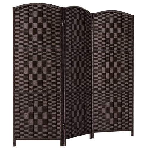 HALLYBEE Small Room Divider, Privacy Screen, Short Room Dividers and Folding Privacy Screens, Foldable Temperary Wall Partitions, 3 Panel Dark Mocha Space Separation Separator HALLYBEE