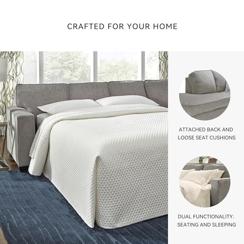 Signature Design by Ashley Altari Urban Right-Arm Facing 2-Piece Sleeper Sectional with Chaise, Loose Seat Cushions, 2 Throw Pillows and Bi-Fold Memory Foam Mattress, Full, Light Gray Signature Design by Ashley