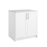 Prepac Elite 32" W Storage Cabinet with Doors and Shelves, White Garage Cabinet, Bathroom Storage with 1 Adjustable Shelf 24.5" D x 32" W x 36" H, WSCR-1005-1 Prepac