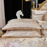 Jacquard Full Comforter Set with Sheet Set Gold Bedding Set 8 Pcs Embroidery Neoclassical Floral Pattern Bed Home Decor Soft Down Comforter Luxury Hotel Silky Bed in a Bag with 1 Cushion Cover Bedding_Dreamer